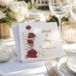 Guardanapos de casamento elegantes Vermelhos, Dour