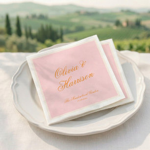 Guardanapos de casamento em grafia elegante rosa c