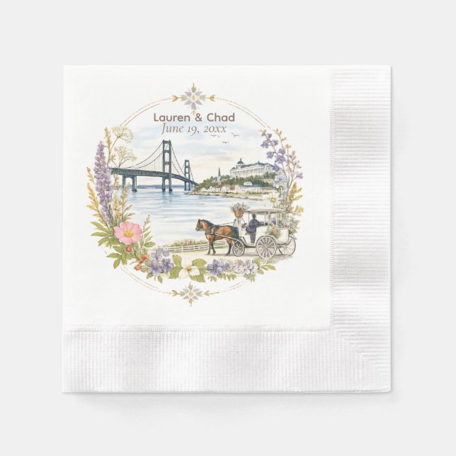Guardanapos de Casamento em Mackinac Island (Frente)