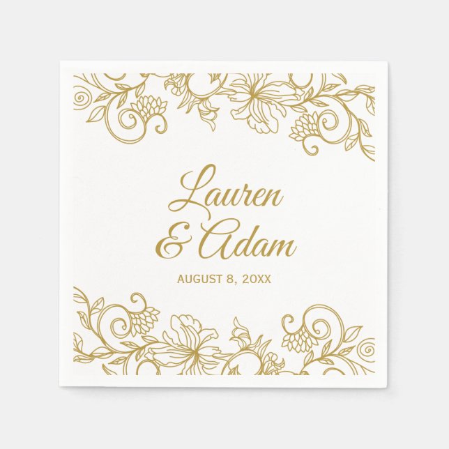 Guardanapos de casamento em renda floral vintage | (Frente)