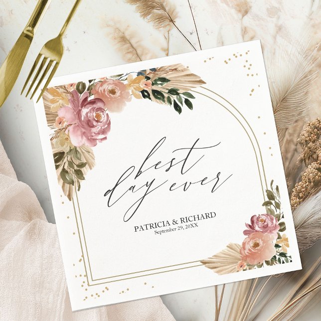 Guardanapos de casamento florais boho com cores ne (Criador carregado)