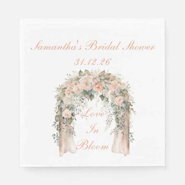 Guardanapos de casamento florais de pêssego elegan (Frente)