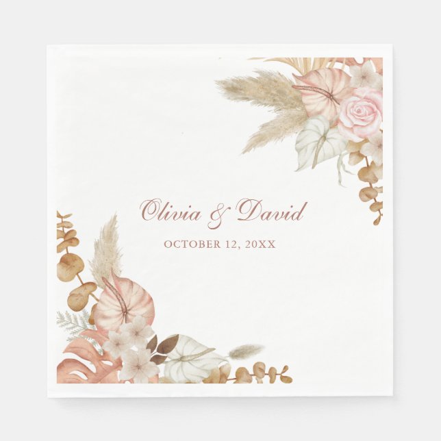 Guardanapos de casamento florais elegantes boho de (Frente)