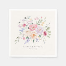 Guardanapos de casamento florais em aquarela paste