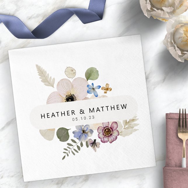 Guardanapos de casamento florais modernos (Modern Floral Boho Wedding Napkins by Painted Paperie
)