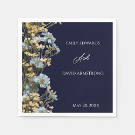 Guardanapos de casamento florais modernos Navy