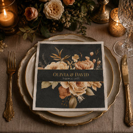 Guardanapos de casamento florais pretos da bruxa d