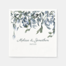 Guardanapos de casamento florais Sage Silver Green