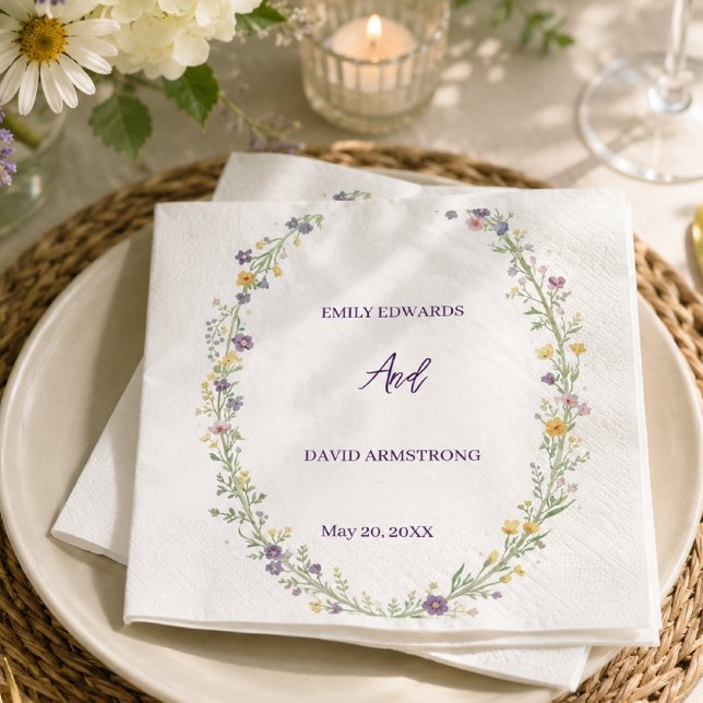 Guardanapos de casamento Floral Boho simples moder (Criador carregado)