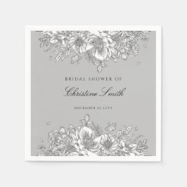 Guardanapos de casamento floral cinza elegante