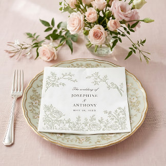 Guardanapos de casamento floral verde sage Chinois
