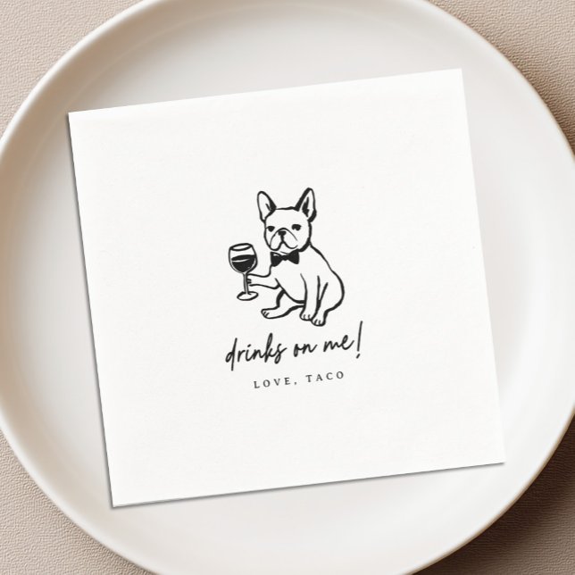 Guardanapos de Casamento French Bulldog Drinks on  (Criador carregado)
