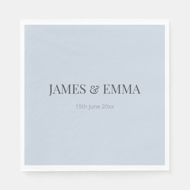 Guardanapos de Casamento Minimalista | Azul Desbot (Frente)