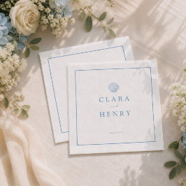 Guardanapos de casamento minimalista com conchas m