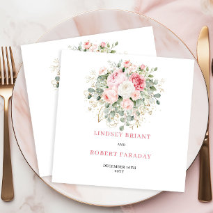 Guardanapos de casamento minimalistas com rosas co