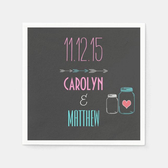 Guardanapos de casamento Modern Arrows | Masonjar  (Frente)