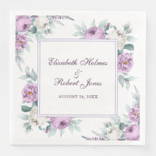 Guardanapos de casamento Peônias Roxo Lavanda Bran