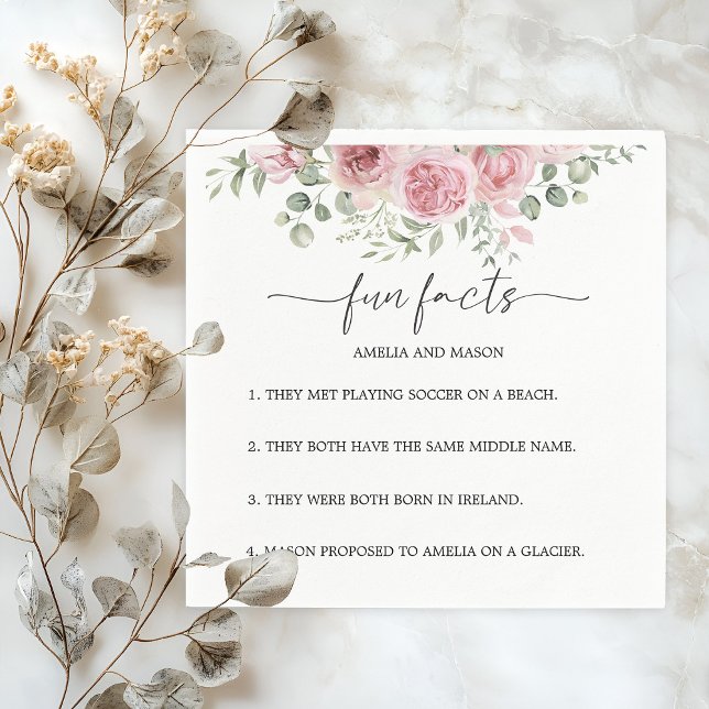 Guardanapos de Casamento Peony Blush Floral Fun Fa (Peony Blush Floral Fun Facts Wedding Napkins)