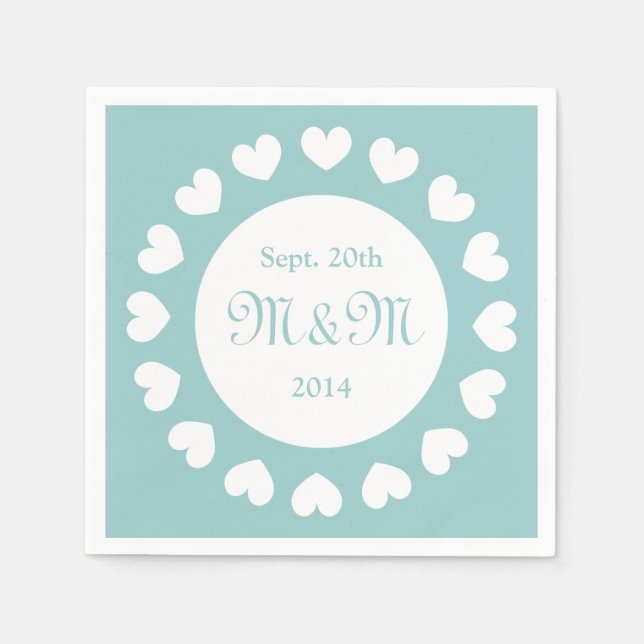Guardanapos de casamento personalizados com coraçõ (Frente)