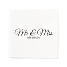 Guardanapos de casamento personalizados com datas