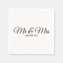 Guardanapos de casamento personalizados com datas