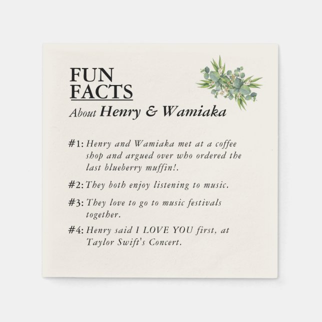 Guardanapos de casamento personalizados com FATO D (Frente)