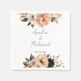 Guardanapos de casamento personalizados com flores