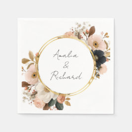 Guardanapos de casamento personalizados com flores