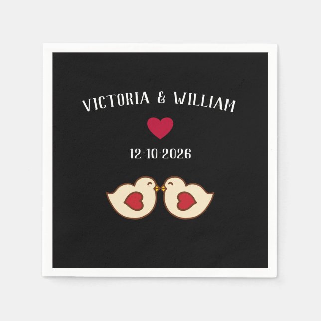 Guardanapos de casamento personalizados com pássar (Frente)