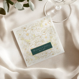 Guardanapos de casamento personalizados em dourado