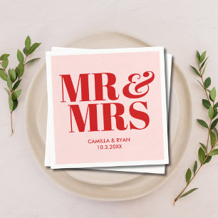 Guardanapos de casamento personalizados Rosa Mr &
