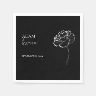 Guardanapos de casamento preto e branco minimalist