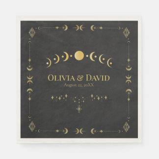 Guardanapos de Casamento Preto e Dourado Celestial