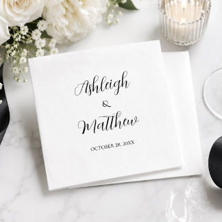 Guardanapos de Casamento Pretos e Brancos Elegante