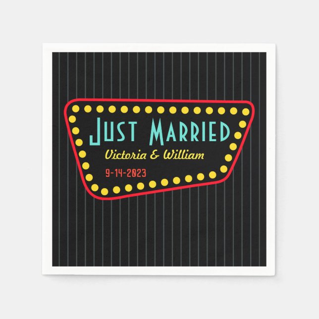 Guardanapos de casamento Retro Recém-casados (Frente)