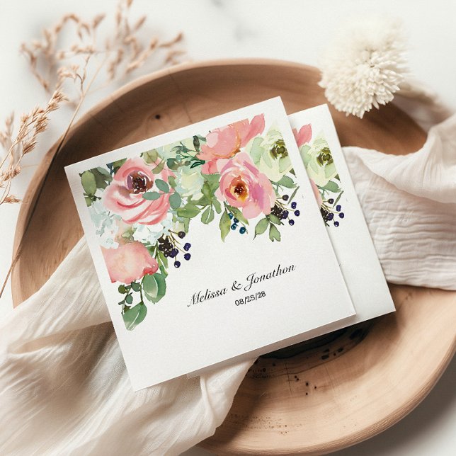 Guardanapos de casamento romântico floral em tons  (Criador carregado)