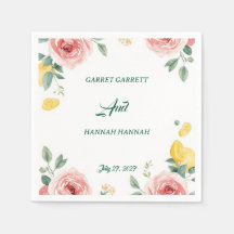 Guardanapos de casamento rosa e limão com blush me