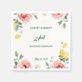 Guardanapos de casamento rosa e limão com blush me