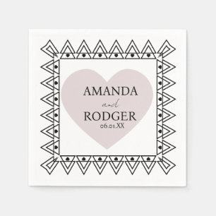 Guardanapos de casamento rosa Frame Heart Blush