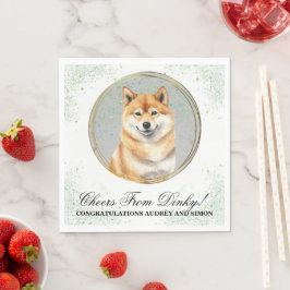 Guardanapos de casamento Shiba inu com foto de cãe