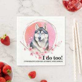Guardanapos de casamento siberiano com foto de cãe