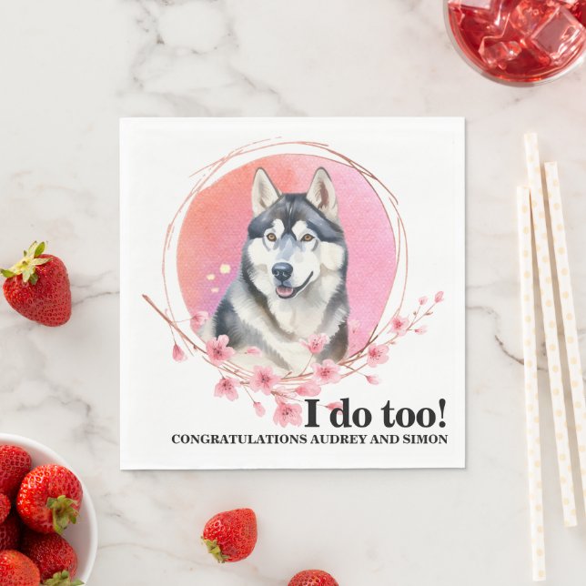 Guardanapos de casamento siberiano com foto de cãe (Insitu)