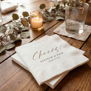 Guardanapos de casamento simples neutros dourados