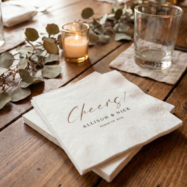 Guardanapos de casamento simples neutros dourados  (Criador carregado)