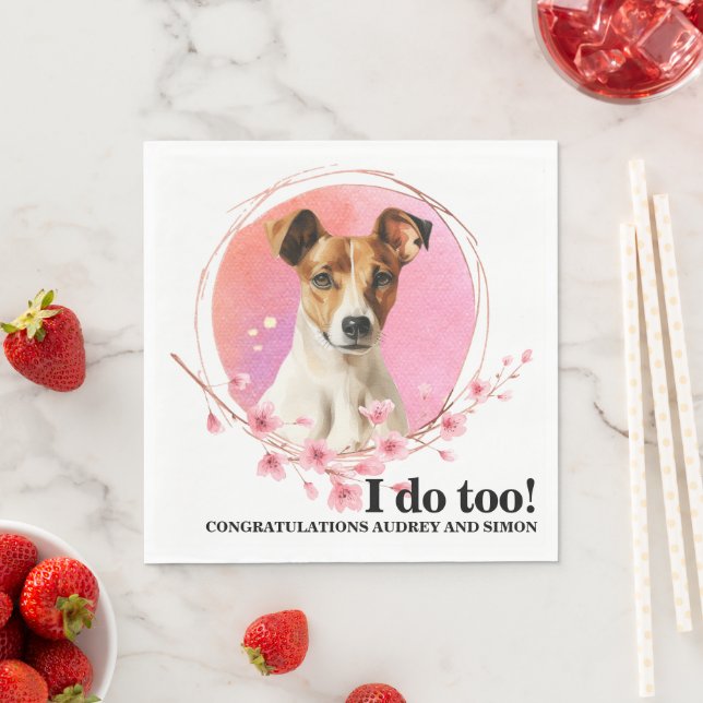 Guardanapos de casamento Smooth Fox Terrier com fo (Insitu)