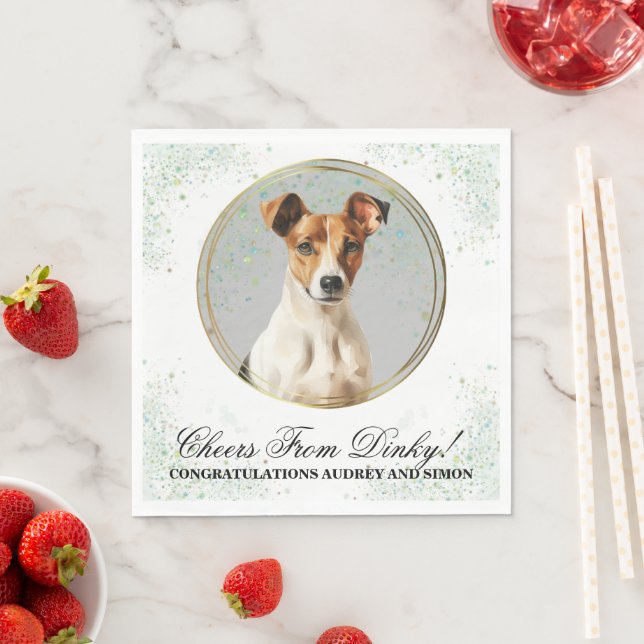 Guardanapos de casamento Smooth Fox Terrier com fo (Insitu)