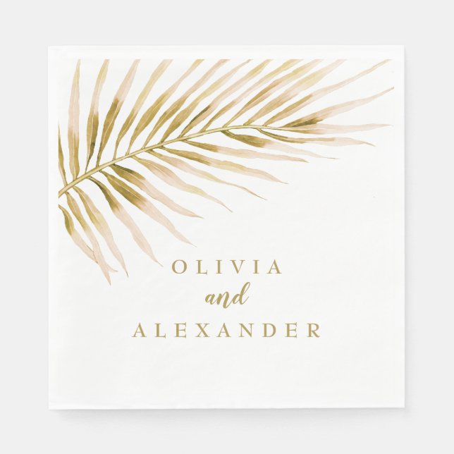 Guardanapos de casamento Tropical Gold Palm (Frente)