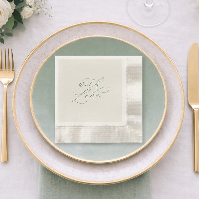 Guardanapos de casamento verde sage com amor  (Criador carregado)