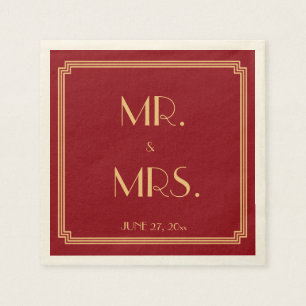 Guardanapos de casamento vermelhos Art Deco O Gran