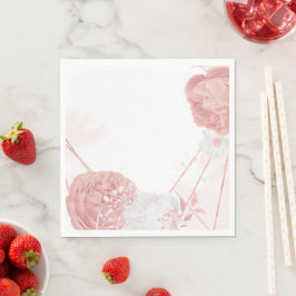 guardanapos de casamentos botânicos de flores rosa